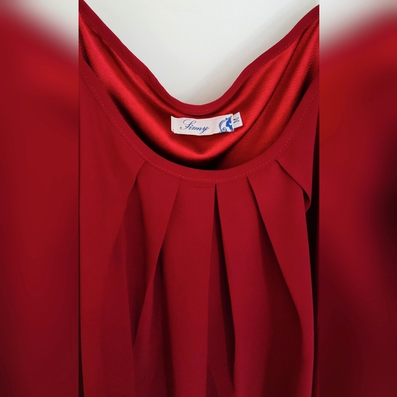 Deep red sheer blouse with spaghetti straps. Size Medium. - Picture 2 of 4